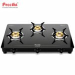 Preethi LUXE PRO 3B Gas Stove | Premium 3 Burner Toughened Glass Gas Stove