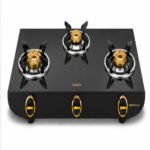 Vidiem Tusker Gold 3 Burner Glass Top Gas Stove | Premium Brass Burner LPG Stove - Image 2