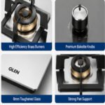 Glen BH 1074 SQ HT SS DB MRT 70 4 Burner Gas Hob - Image 3