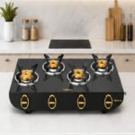 Vidiem Tusker Gold ZZ 4 Burner Premium Glass Top Gas Stove | Luxury Brass Burner LPG Stove - Image 4