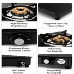 Preethi LUXE PRO 3B Gas Stove | Premium 3 Burner Toughened Glass Gas Stove - Image 3