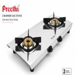 Preethi FINO 2B SS Gas Stove | Premium 2 Burner Stainless Steel Gas Stove