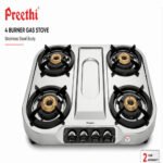 Preethi SHINE 4B SS Gas Stove | Premium 4 Burner Stainless Steel Gas Stove