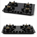 Vidiem Vogue V1 4 Burner Built-in Glass Gas Hob | Premium Brass Burner Modular Kitchen Cooktop - Image 4