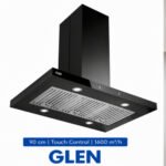 Glen 90 cm CH 1000 MS AC BL Ceiling Mounted Island Kitchen Chimney