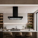 Glen 90 cm CH 1000 MS AC BL Ceiling Mounted Island Kitchen Chimney - Image 4